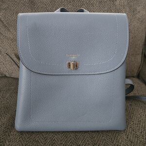 Kate Spade - Light Blue Leather Backpack with Gold-Tone Turn Lock